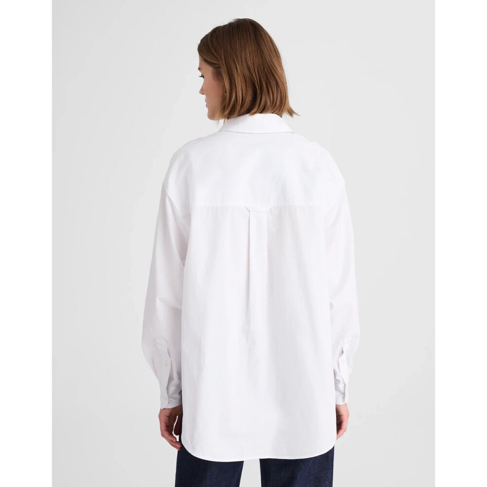 Madewell XL Oversized Button-Up Shirt White Cotton Oxford Long Sleeve Pocket NWT - Picture 3 of 14